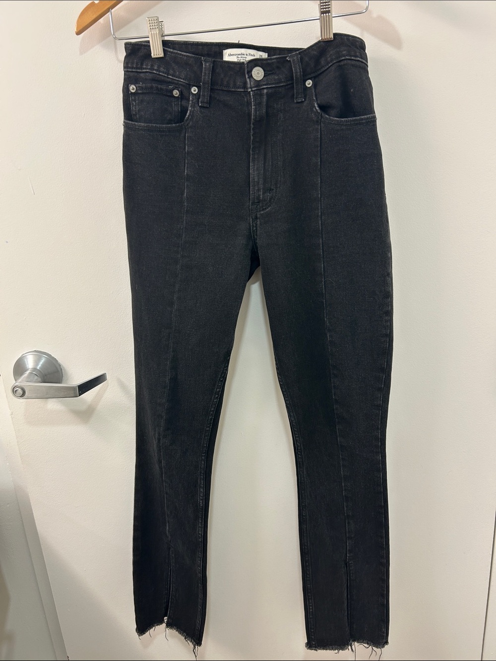 Abercrombie & Fitch Curve Love High Rise Split Hem Black Jeans